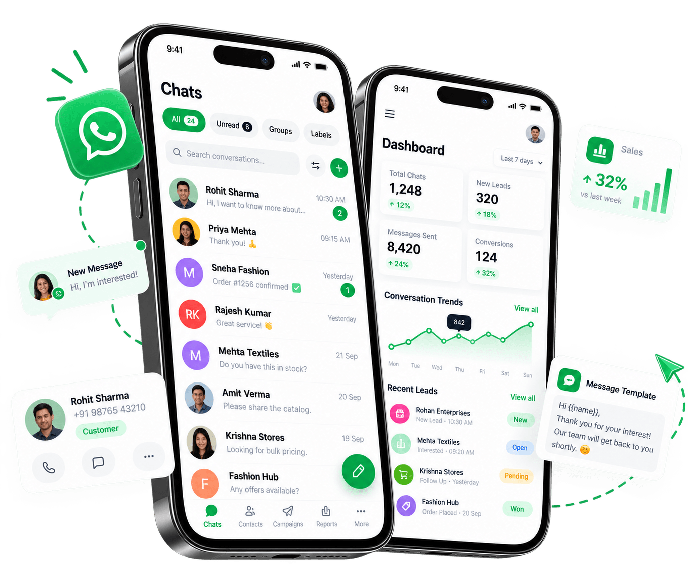 Creative Web Pro WhatsApp CRM Mockup